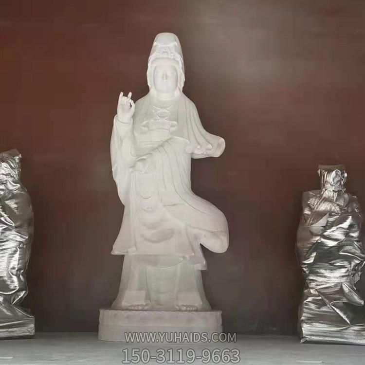 景區(qū)寺院擺放漢白玉雕刻觀音雕像雕塑