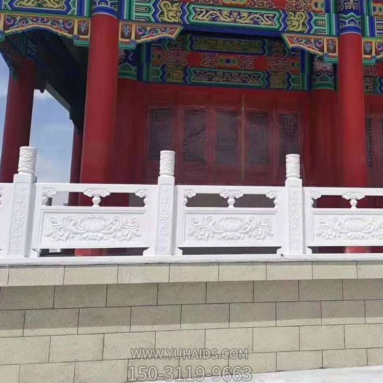 漢白玉石材浮雕荷花仿古建筑寺院防護(hù)欄桿雕塑