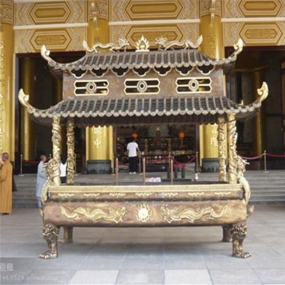 宗教寺廟大型浮雕銅雕香爐雕塑