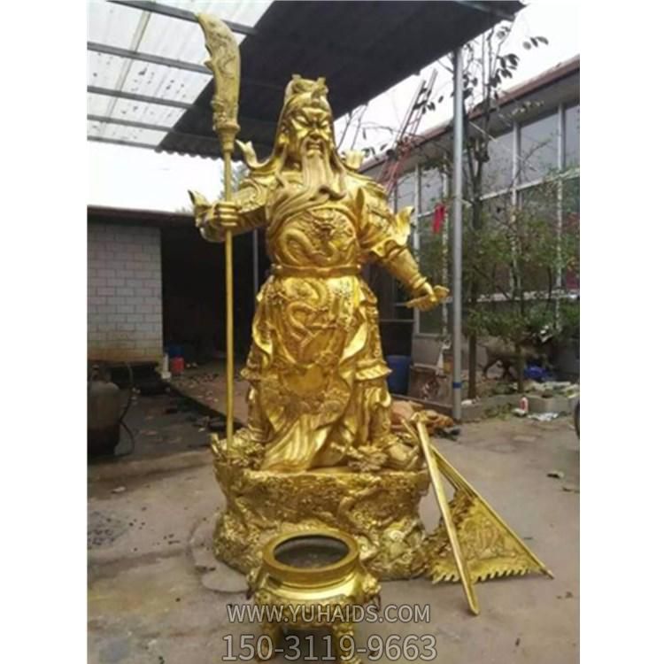 鑄銅噴金打造武財(cái)神關(guān)公雕塑