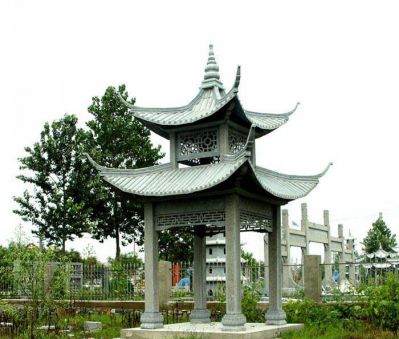 花崗巖仿古建鏤空學(xué)院草坪擺放涼亭