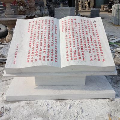 學(xué)校廣場(chǎng)擺放大理石漢白玉雕刻書本雕塑