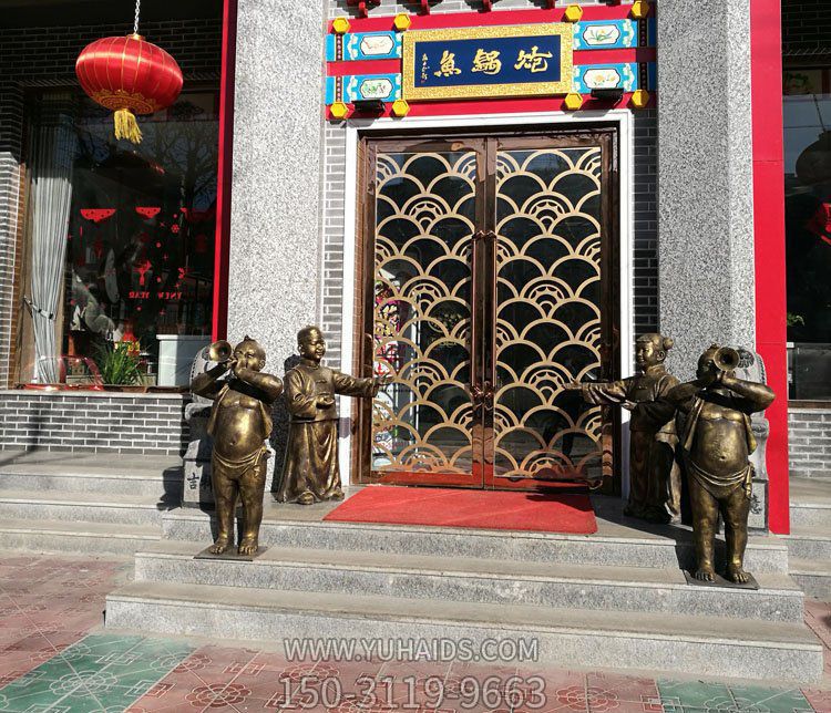 吹嗩吶酒店婚慶門(mén)口景觀(guān)銅雕擺件吹奏雕塑