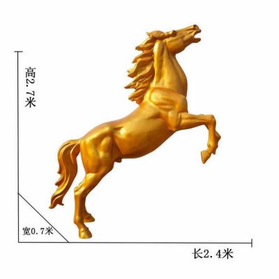 高2.7米的金色玻璃鋼奔馬雕塑