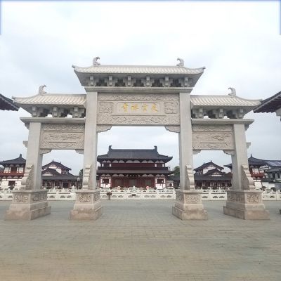 景區(qū)三門(mén)牌坊  大理石浮雕古建筑石雕門(mén)樓