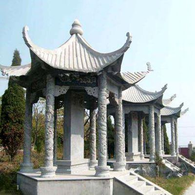 青石園林景點(diǎn)戶外復(fù)古建筑六角休閑涼亭