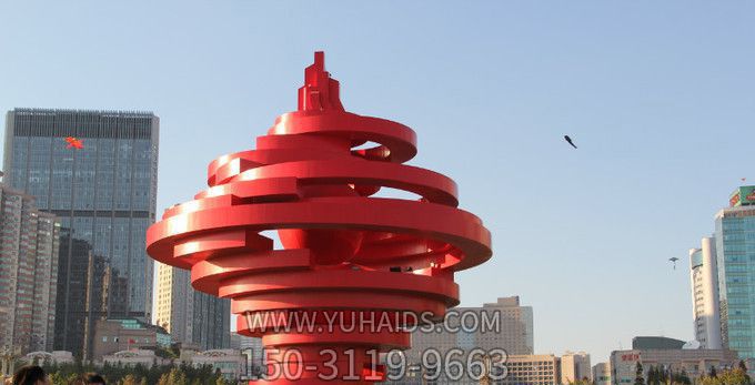 公園商廈創(chuàng)意玻璃鋼競(jìng)技運(yùn)動(dòng)火炬雕塑