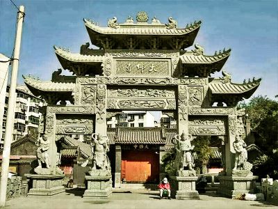 大佛寺廟仿古青石浮雕門(mén)樓石雕牌坊