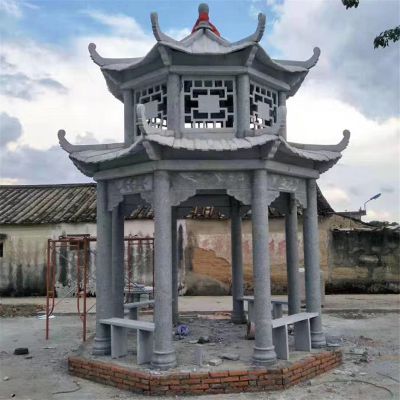 仿古建二層村莊廣場(chǎng)擺放休息涼亭